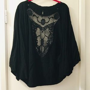 Black Crochet Bohemian Shawl